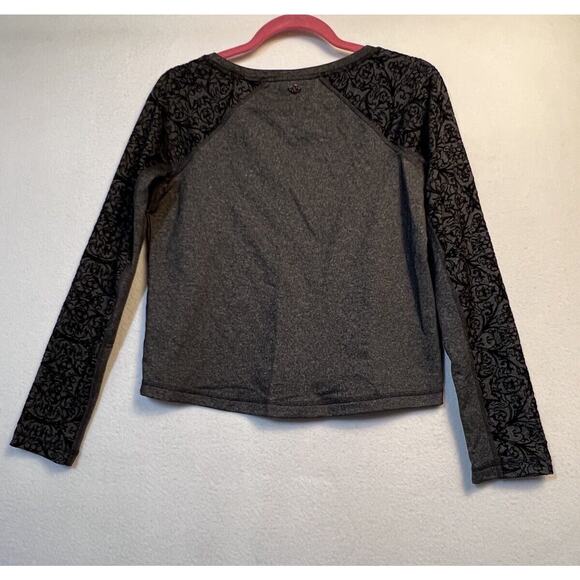 Calia Black Velvet Accent Pullover YOGA Workout Top Limited Edition Size XS Gray - Picture 3 of 12